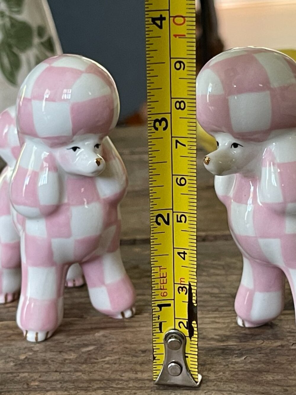 MacKenzie-Childs Rosy Check Poodle Salt Pepper Set-NEW-Theme: pink poodle parlor - Picture 13 of 14